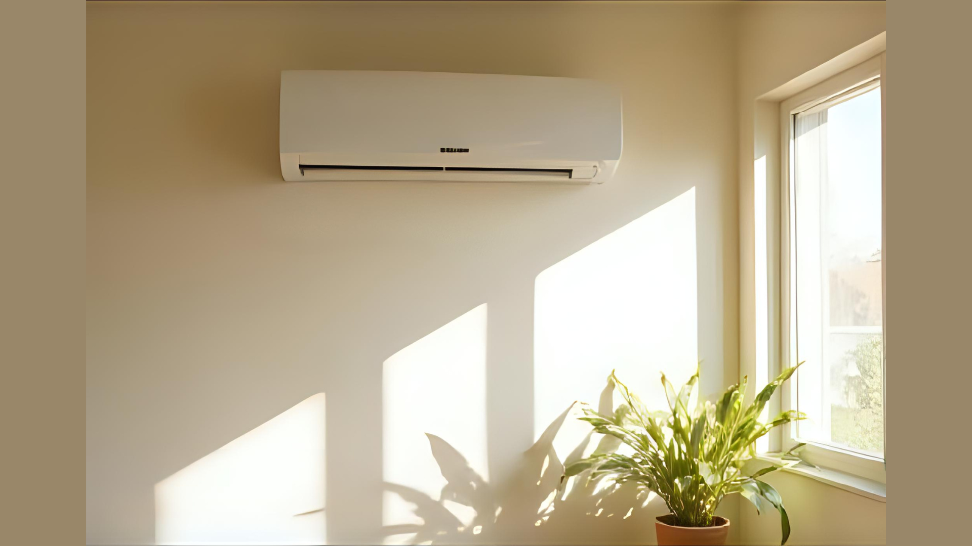 Ductless mini split unit in a sunlit living room